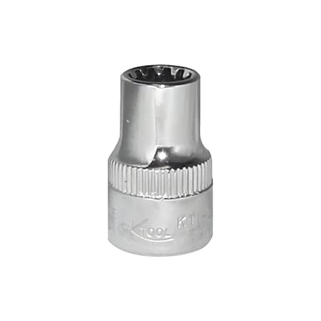 K-Tool International 3/8" Drive, 7/16" SAE Socket, Chrome Spline Socket 3/8" Drive 7/16 KTI-20214